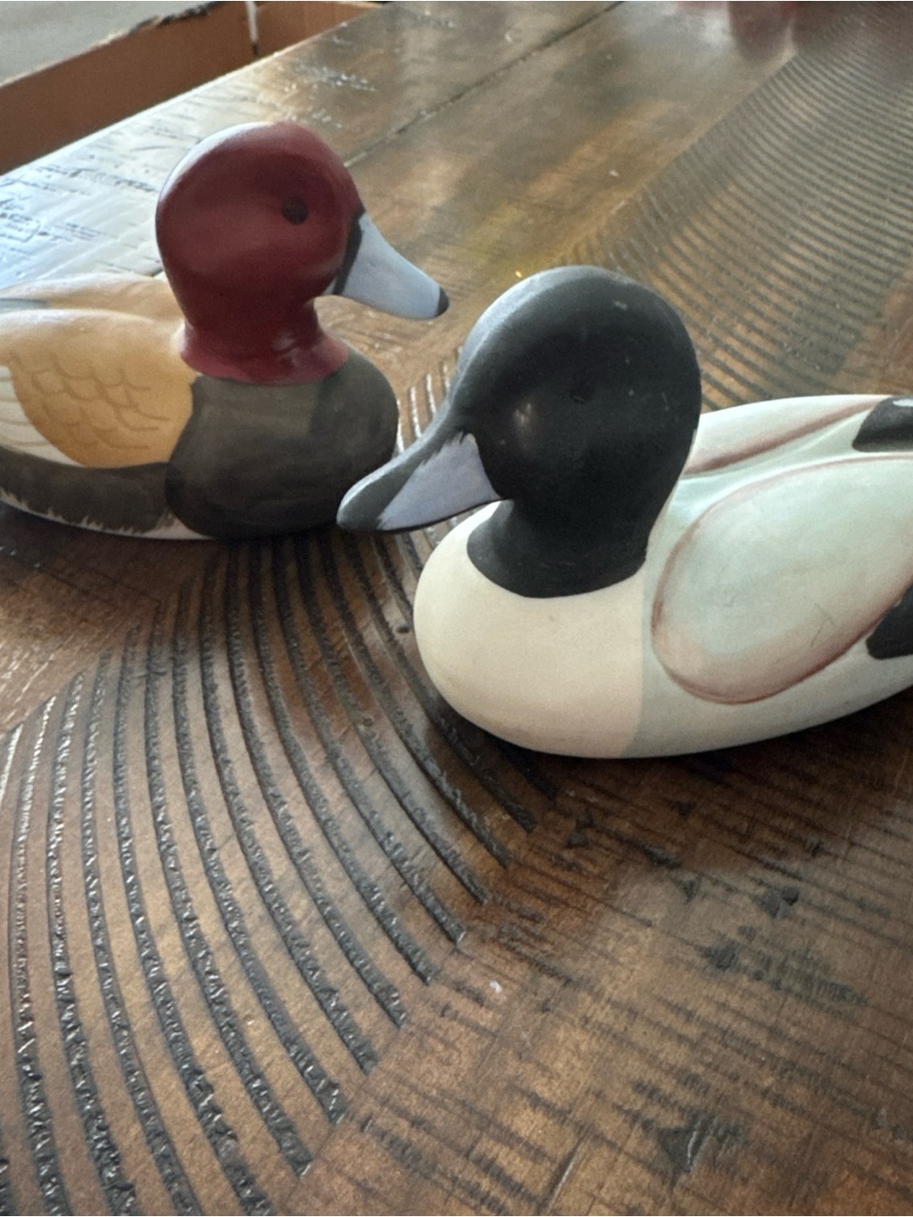 Ceramic Duck Decoy Figures Lot of 2 Cottage Decor! 3” Tall Made in Taiwan